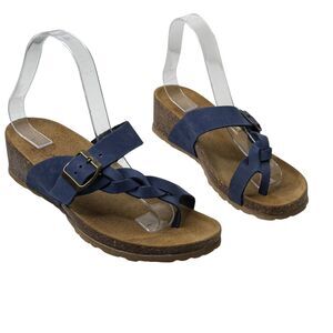 Mila Paoli Women Cork Platform Wedge Sandals Size 6.5 Italy Made Comfort Leather